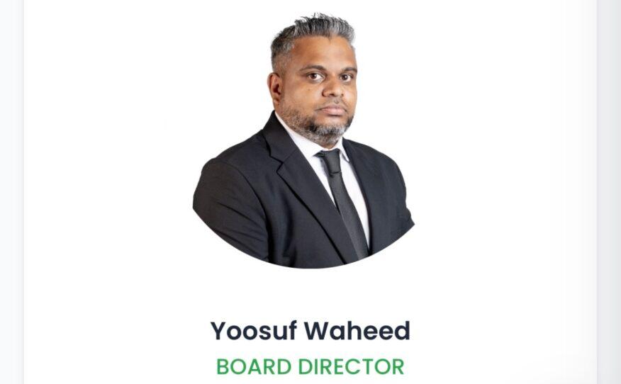 އެޗްޑީސީގެ ޑިރެކްޓަރުންގެ ބޯޑު މެމްބަރުކަމުން  ޔޫސުފް ވަހީދު ވަކިކޮށްފި
